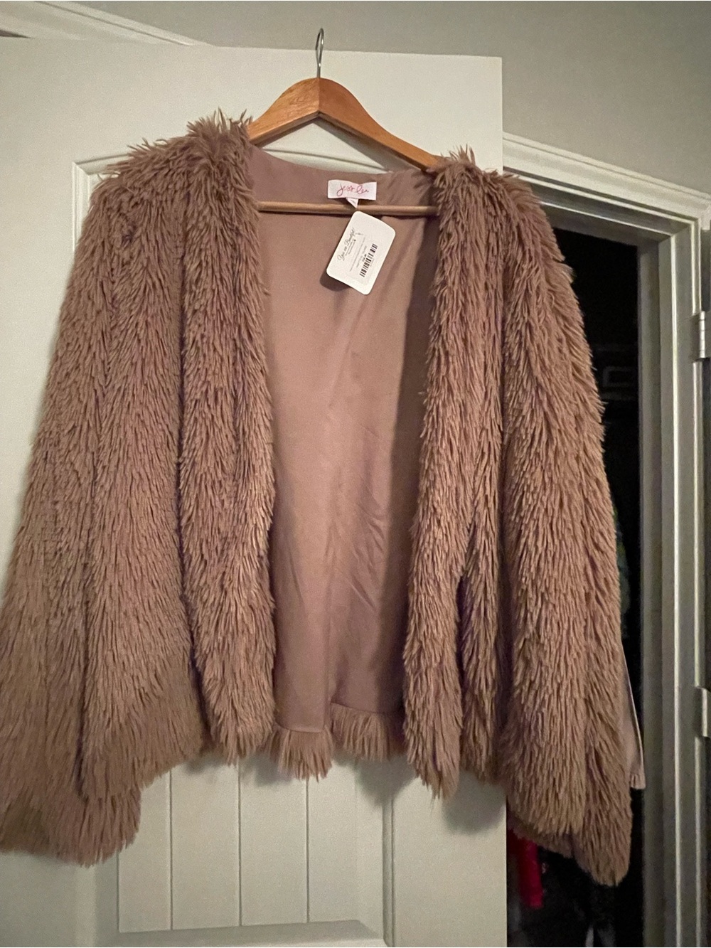 Tee for the Soul - Taupe Faux-Fur Open Cardigan Sweater